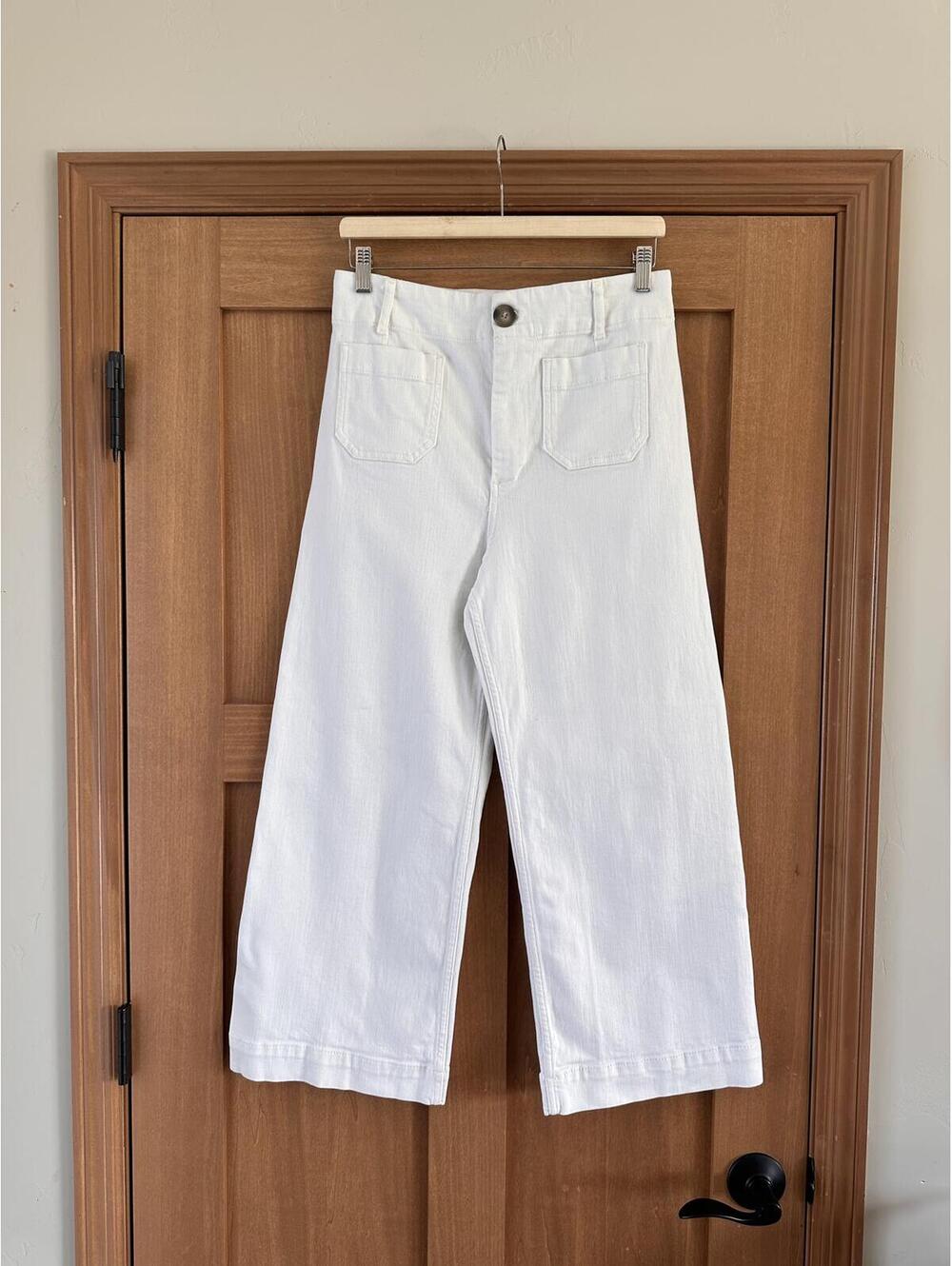 Anthropologie Maeve The Colette Cropped High Rise Wide Leg Jeans White Women 29 - Picture 2 of 14